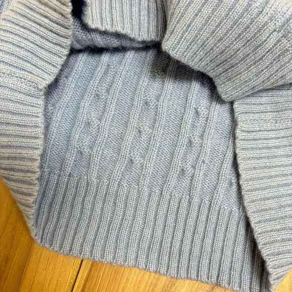 Lauren Ralph Lauren 100% Cashmere Light Blue Cable Knit Turtleneck Sweater S - Picture 12 of 13